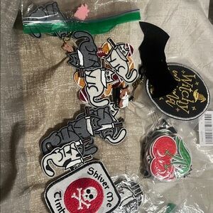 Lot of iron on patches, Stanley cup charms, Stanley cup toppers